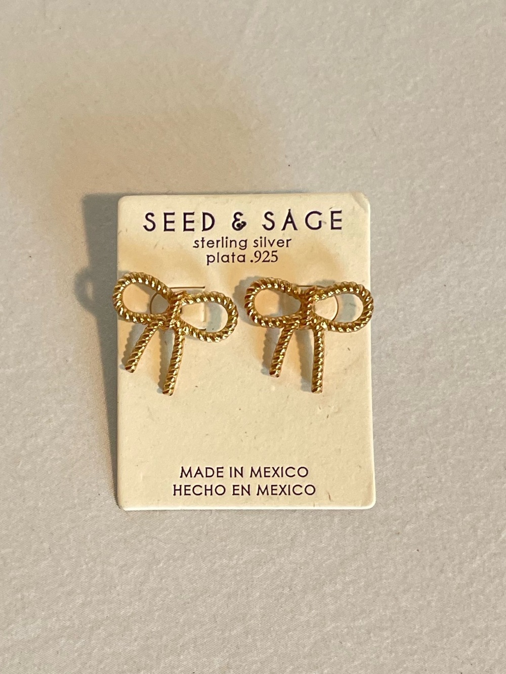 Seed & Sage Gold Bow Stud Earrings Sterling Silver